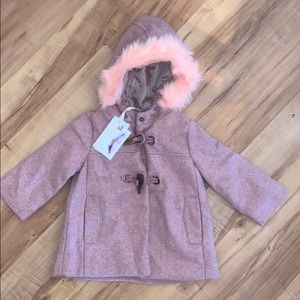Jessica Simpson Girls Heather Blush Hooded Peacoat
